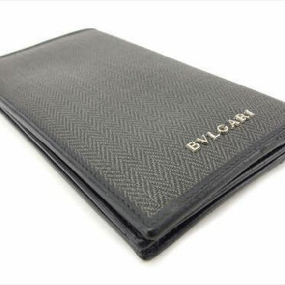 Bvlgari Wallet Purse Long Wallet PVC leather Mens Authentic Used T7671 - Picture 3 of 8
